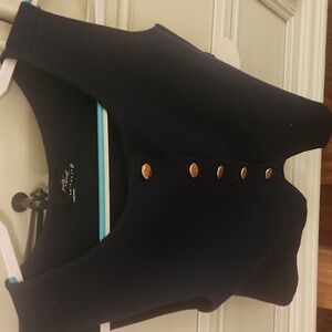 NWT Navy Sleeveless Top with Gold Buttons